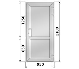 Одностворчатая дверь глухая ALUTECH W72 950x2100